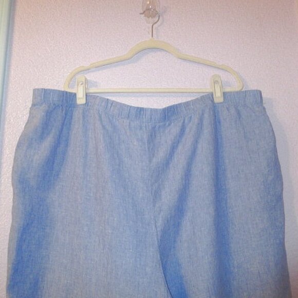 J. Jill Love Linen Pull On Pants Size 3X Pockets Wide Leg High Rise Crop Coastal - Picture 8 of 10